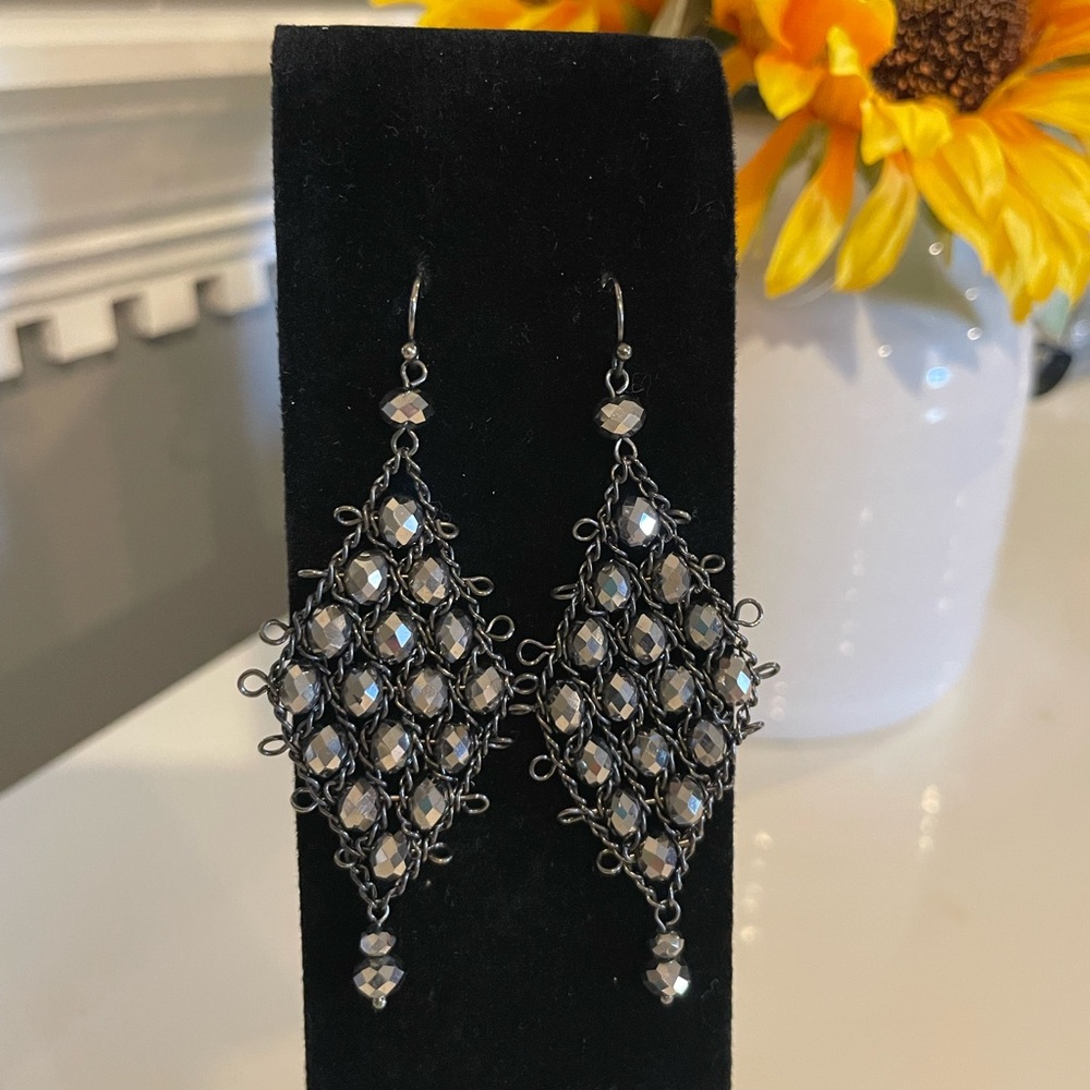 Simply Vera: polished Black Metal with Silver accent stones-excellent condition